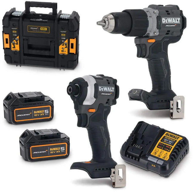 DeWALT DCK200MP2T-QW 18V XR Mclaren 2-Delige Set met 2X 5.0Ah Accu Twinkit in TSTAK 5.0Ah