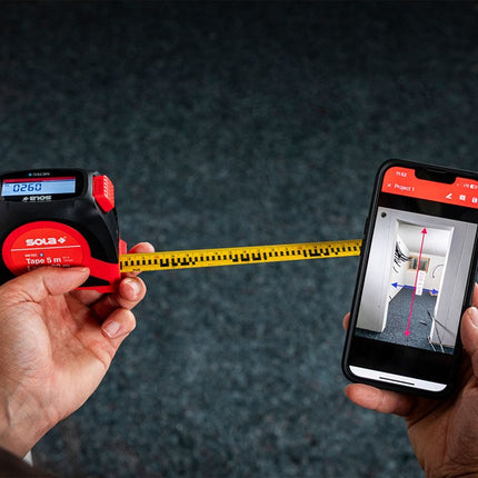 Afbeelding SOLA digitale rolbandmaat + laserafstandsmeter METEC