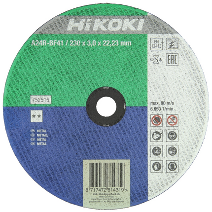 HiKOKI Doorslijpschijf voor Metaal 230x3,0mm - 752515
