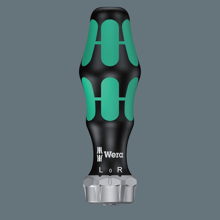 <b>Kraftform Kompakt 80 A</b><br/>Geschikt voor Wera 6 mm Vario-Klingen. Ratel, fijnvertanding met kleine terughaalhoek, draairichtingsschakelaar (rechts, vast, links), draaimoment tot 50 Nm; 6 mm binnenzeskant.