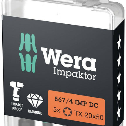Wera BIT " impaktor" TX20 50mm 1/4" -5 STDIN3126 E6,3 - Impact Bit – 05057664001