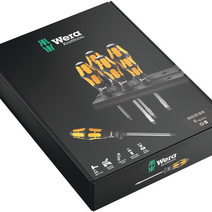 932/918/6 Schroevendraaierset Kraftform Wera: De Schroefbeitel + Houder, 6 -delig
