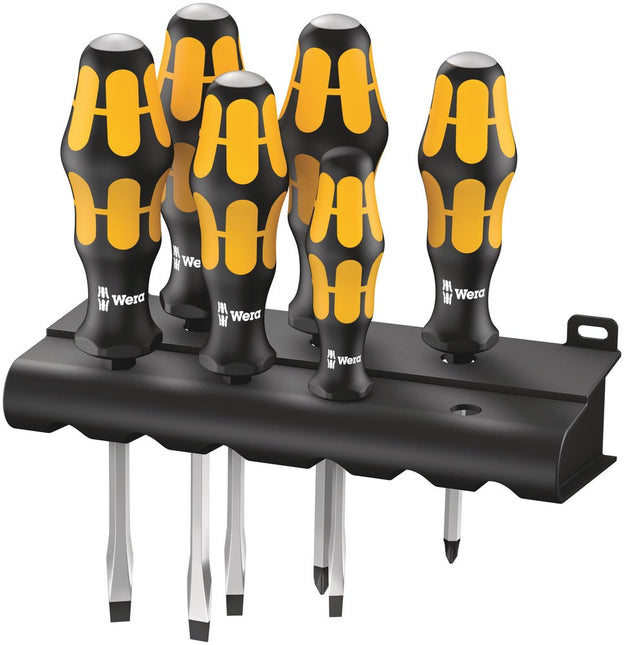 932/918/6 Schroevendraaierset Kraftform Wera: De Schroefbeitel + Houder, 6 -delig