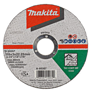 Makita Doorslijpschijf 115X3,0X22,23mm Steen Doorslijpsch. 115X3,0mm – A-85357