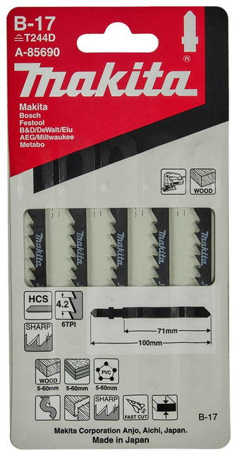 Makita Decoupeerzaagblad Hout 71mm T244D Decoupeerzaagblad – A-85690