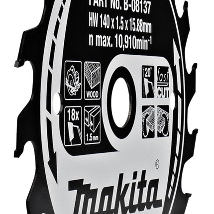 Makita Zaagblad Hout 140X15,88X1,5 18T 20G Zaagblad – B-08137