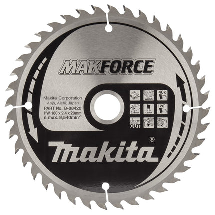 Makita Cirkelzaagblad Hout 160X20X40T 20G – B-08420
