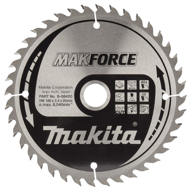 Makita Cirkelzaagblad Hout 160X20X40T 20G – B-08420