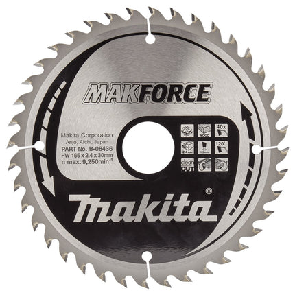 Makita Cirkelzaagblad Hout 165X30X40T 20G – B-08436