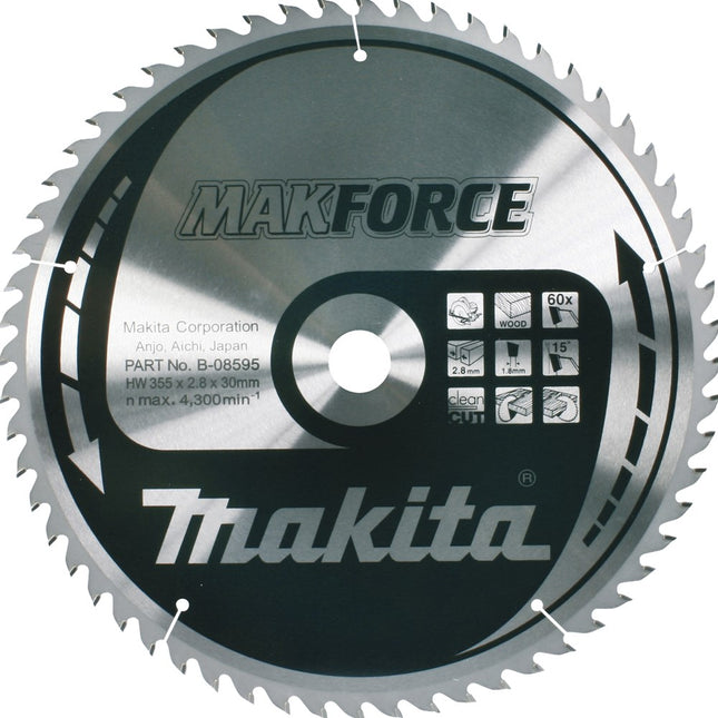 Makita Cirkelzaagblad Hout 355X30X60T 15G – B-08595