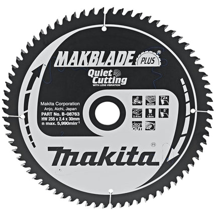 Makita Zaagblad Q+C 255X30X2,4 72T 5G Zaagblad – B-08763