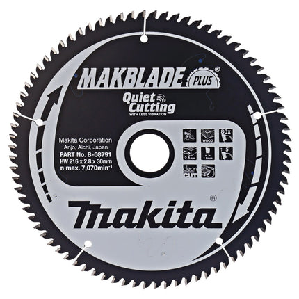 Makita Zaagblad Q+C 216X30X2,8 80T 5G Zaagblad – B-08791