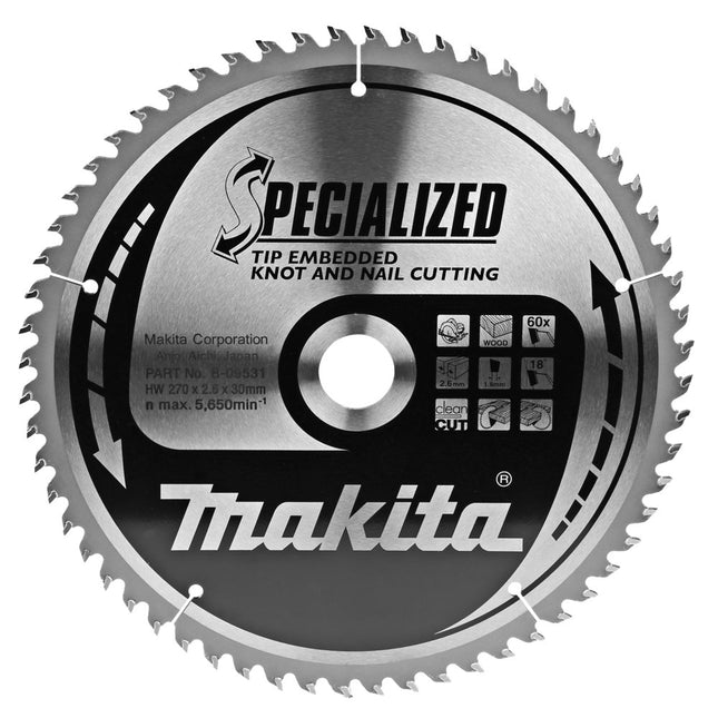 Makita Zaagblad TIPE 270X30X2,6 60T 18G Zaagblad – B-09531