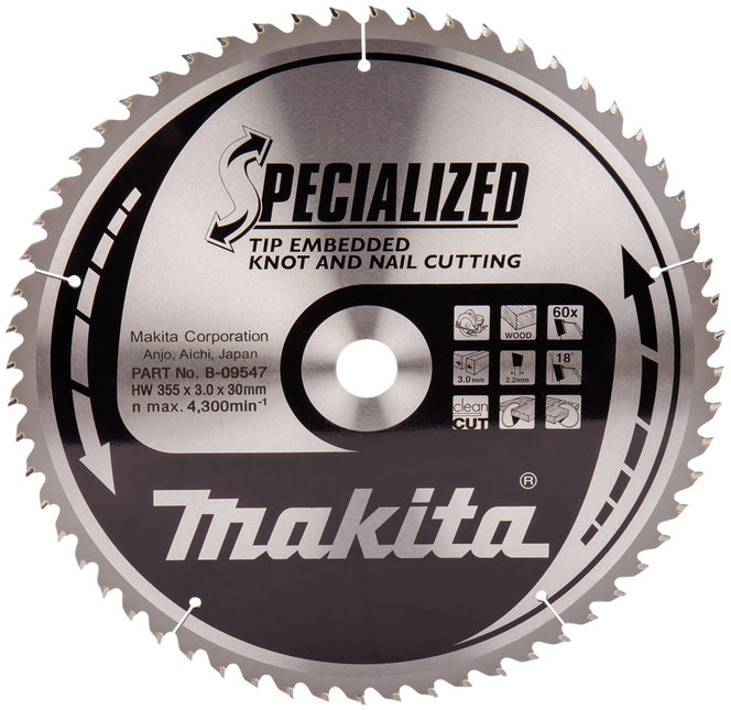 Makita Zaagblad TIPE 355X30X3,0 60T 18G Zaagblad – B-09547