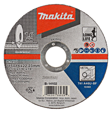 Makita Doorslijpschijf 115X1,6X22,23mm Staal – B-14102
