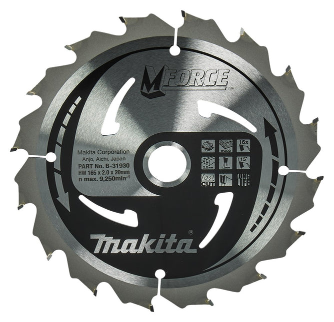 Makita HM Zaagblad 165X20X2.0 16T M-FO A Mforce 165X20X2,0 16T15G – B-31930
