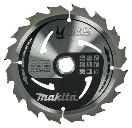 Makita HM Zaagblad 165X20X2.0 16T M-FO A Mforce 165X20X2,0 16T15G – B-31930