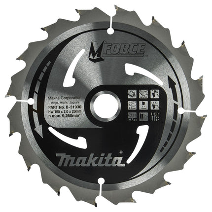 Makita HM Zaagblad 165X20X2.0 16T M-FO A Mforce 165X20X2,0 16T15G – B-31930
