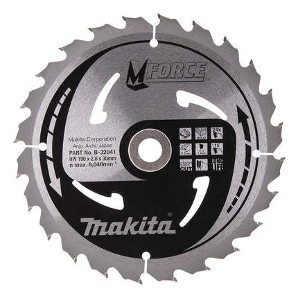 Makita Zaagblad Mforce 190X30X2,0 24T 15G Zaagblad Hout 190X30X2,0mm – B-32041