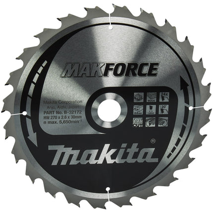 Makita Zaagblad Hout 270X30X2,6 24T 20G – B-32172