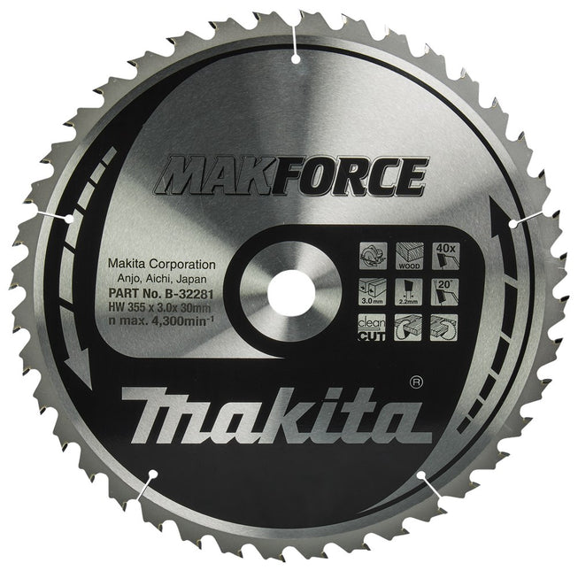 Makita HM Zaagblad 355X30X3.0 40T A Hout 355X30X3,0 20G – B-32281