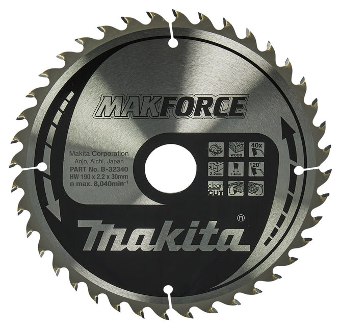 Makita HM Zaagblad 190X30X2.2 40T A Zaagblad Hout 190X30X2,2 20G – B-32340