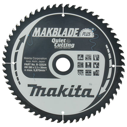 Makita HM Zaagblad 260X30 60T - Hout 5G – B-32524