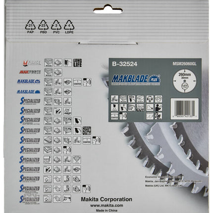 Makita HM Zaagblad 260X30 60T - Hout 5G – B-32524