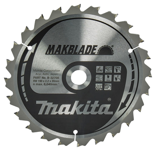 Makita HM Zaagblad 190X20X2.2 24T Zaagblad Hout 190X20X2,2 5G – B-32708