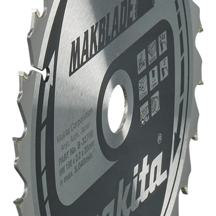 Makita HM Zaagblad 190X20X2.2 24T Zaagblad Hout 190X20X2,2 5G – B-32708