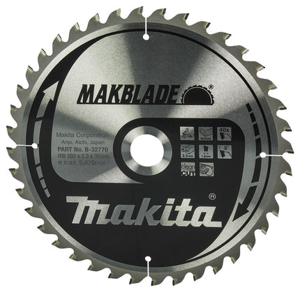 Makita Zaagblad Hout 260X30X2,3 40T Afkortzaagblad 5G – B-32770