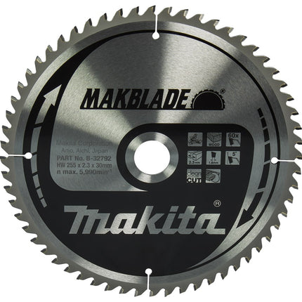 Makita Afkortzaagblad Hout 255X30 60T Zaagblad 255X30X60T 5G – B-32792