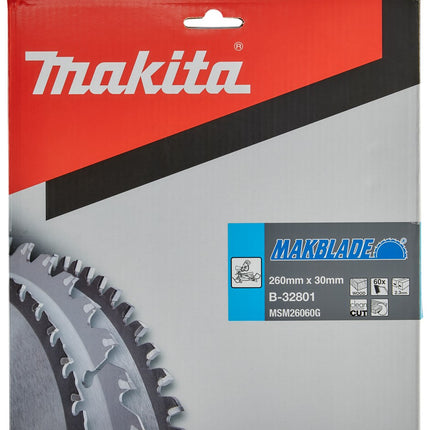Makita HM Zaagblad 260X30X2.3 60T - Hout 260X30X2,3 5G – B-32801