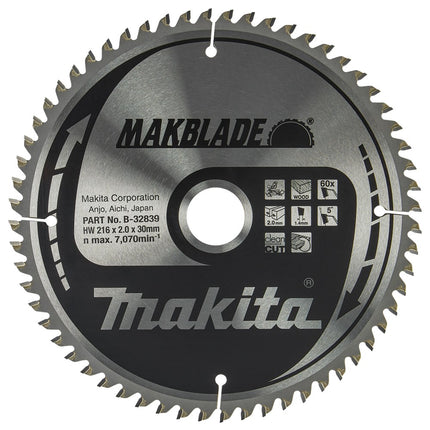 Makita HM ZAAGBLAD 216X30X2.1 60T - B-32839