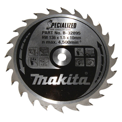 Makita Zaagblad 136X10X1,5 24T Zaagblad Hout 20G – B-32895