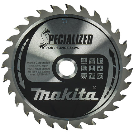 Makita HM Zaagblad 165X20X2,2 28T - Hout 165X20X2.2 23G – B-33009