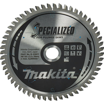 Makita HM Zaagblad 165X20X2.4 56T Zaagblad Alu 165X20X2,4 -3G – B-33021