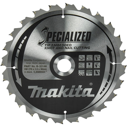 Makita HM Zaagblad 270X30X2.6 24T - Tipe 270X30X2,6 23G – B-33146