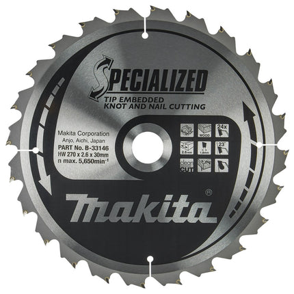 Makita HM Zaagblad 270X30X2.6 24T - Tipe 270X30X2,6 23G – B-33146