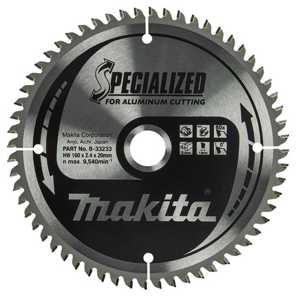 Makita HM Zaagblad 160X20X2.4 60T AL - Alu 160X20X2,4 0G – B-33233