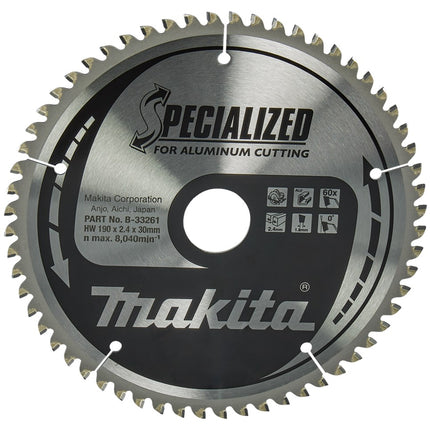 Makita HM Zaagblad 190X30X2.4 60T AL - Alu 190X30X2,4 0G – B-33261