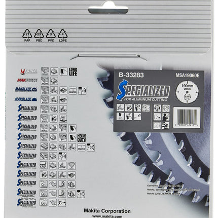 Makita Afkortzaagblad Hout 190X20X2,0 60T Zaagblad Alu -5G – B-33283
