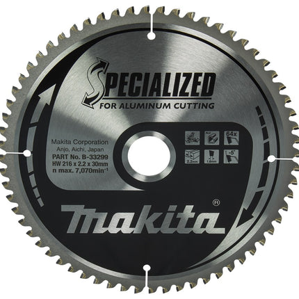 Makita HM Zaagblad 216X30X2,2 64T Aluminium 5G – B-33299