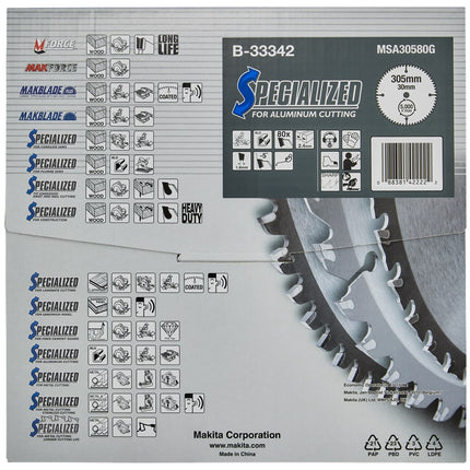 Makita HM Zaagblad 305X30X3,0 80T Aluminium 305X30X2,4 5G – B-33342