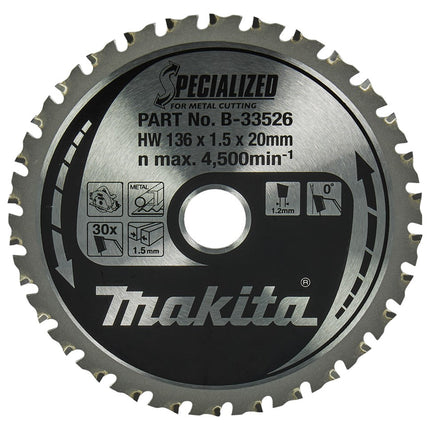 Makita Afkortzaagblad Hout 136X20X1,5 30T Zaagblad Met. 0G – B-33526
