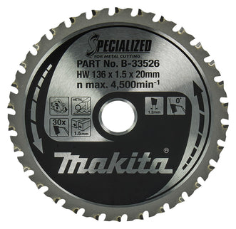 Makita Afkortzaagblad Hout 136X20X1,5 30T Zaagblad Met. 0G – B-33526