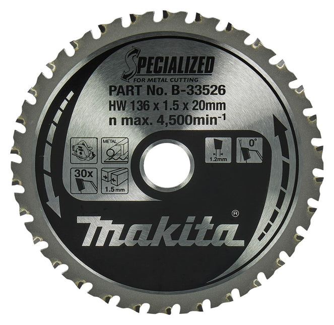 Makita Afkortzaagblad Hout 136X20X1,5 30T Zaagblad Met. 0G – B-33526