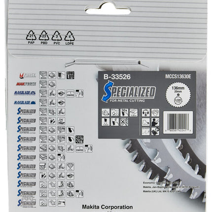 Makita Afkortzaagblad Hout 136X20X1,5 30T Zaagblad Met. 0G – B-33526