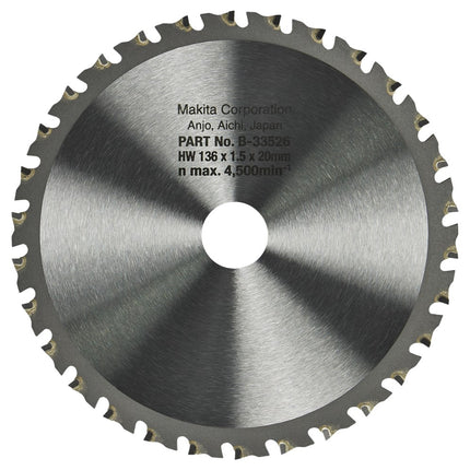 Makita Afkortzaagblad Hout 136X20X1,5 30T Zaagblad Met. 0G – B-33526