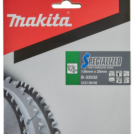 Makita Cirkelzaagblad Hout 136X20X1,5 16T 20G Zaagblad – B-33532